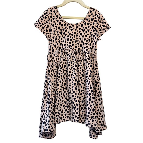 Taylor Joelle Other - TAYLOR JOELLE Heart Print Dress Girls 7 Black Pink Love Hearts Twirl Cotton Girl
